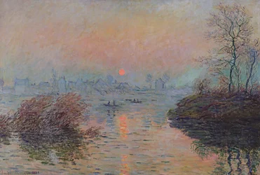 Zonsondergang over de Seine bij Lavacourt. Wintereffect, 1880
